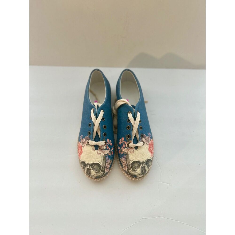 Streetfly Halloween Skull espadrille Oxford Dress Shoes, size 7, NIB